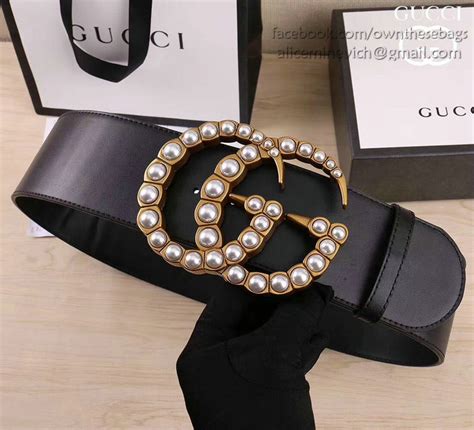 gucci wide leather belt with pearl|Gucci pearl belt usa.